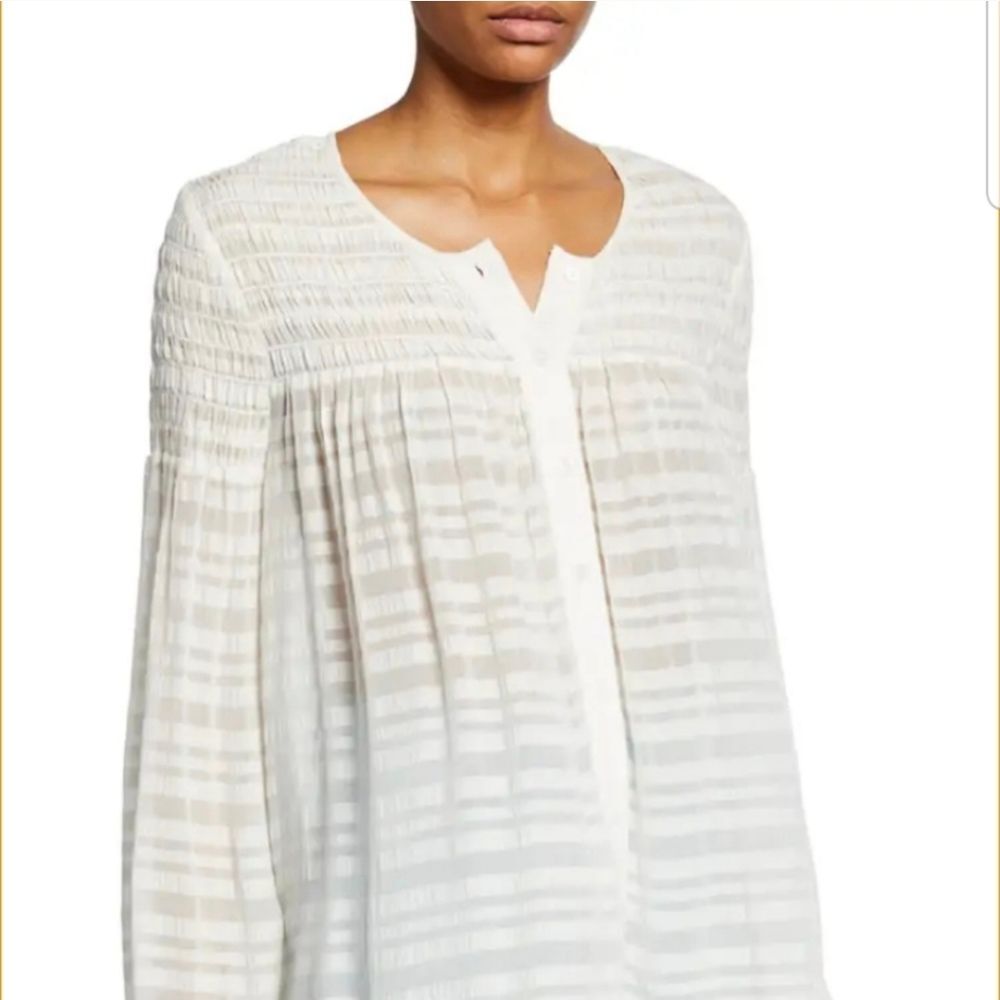 Frame Smocked Button Front Panel Top M Medium - image 4